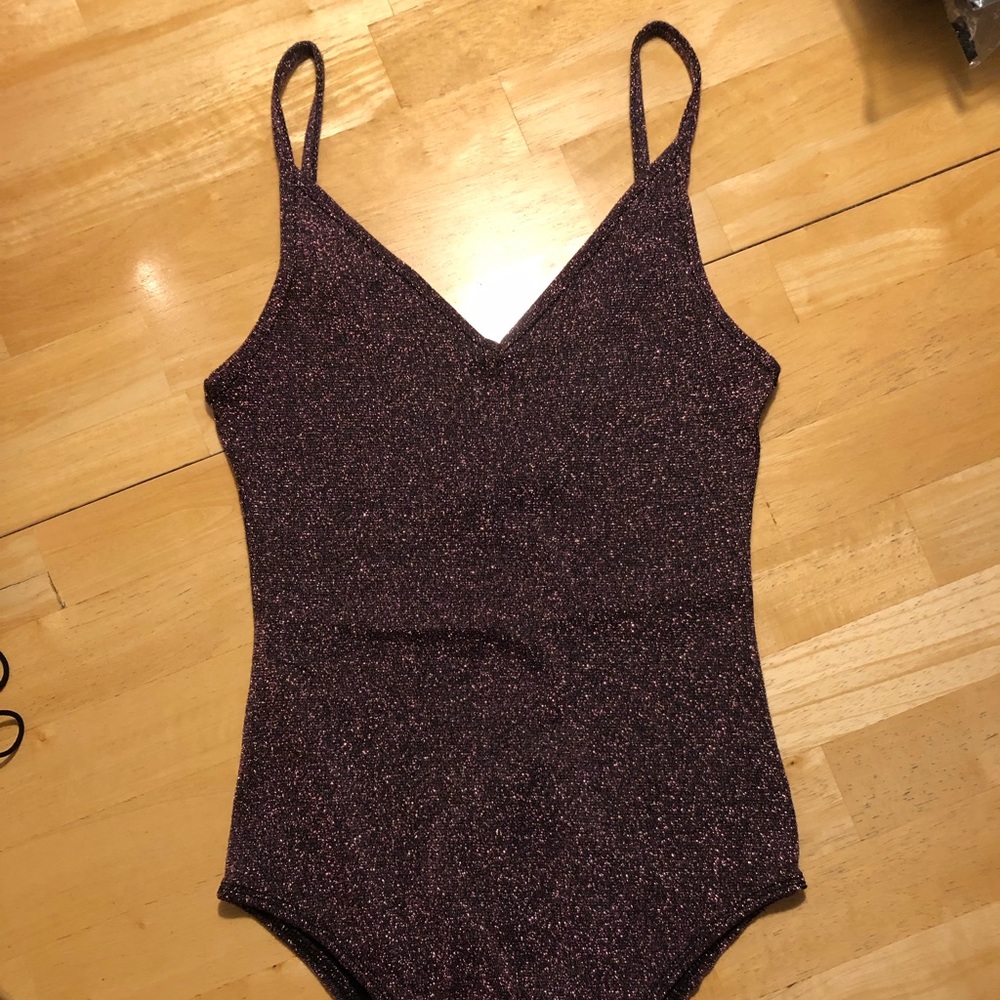 Topshop glittery purple bodysuit